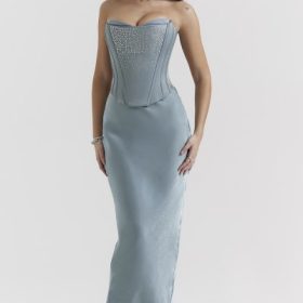 Amadi Cool Blue Floor Length Maxi Skirt - Image 5