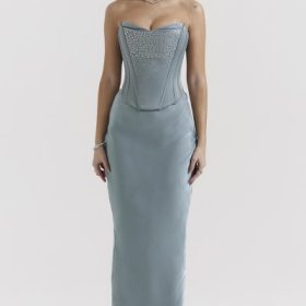 Amadi Cool Blue Floor Length Maxi Skirt - Image 7