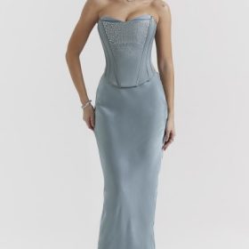 Amadi Cool Blue Floor Length Maxi Skirt - Image 8