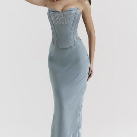 Amadi Cool Blue Floor Length Maxi Skirt - Image 9