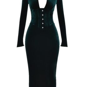 Arabella Forest Velvet Corset Dress - Image 2