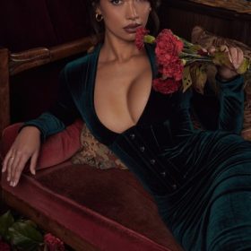 Arabella Forest Velvet Corset Dress - Image 13