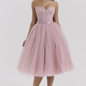 Darling French Rose Tulle Midi Dress - Image 7
