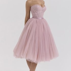 Darling French Rose Tulle Midi Dress - Image 9