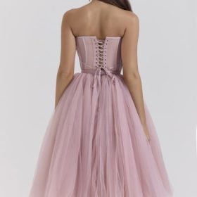 Darling French Rose Tulle Midi Dress - Image 11