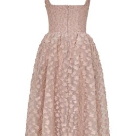 Lovely French Rose Jacquard Sweetheart Neckline Midi Dress - Image 4