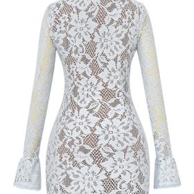 Brianna Bluebell Keyhole Lace Mini Dress - Image 4