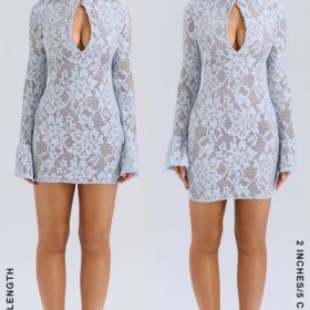 Brianna Bluebell Keyhole Lace Mini Dress - Image 13