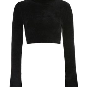 Suri Black Chenille Cropped Top - Image 2