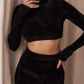 Suri Black Chenille Cropped Top - Image 5
