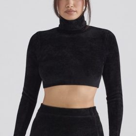 Suri Black Chenille Cropped Top - Image 8