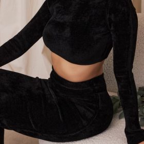Suri Black Chenille Cropped Top - Image 13