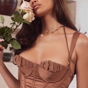 Talya Toffee Corset Midi Dress