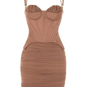 Talya Toffee Corset Midi Dress - Image 2