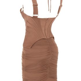 Talya Toffee Corset Midi Dress - Image 3