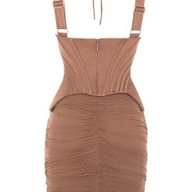 Talya Toffee Corset Midi Dress - Image 4