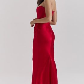 Persephone Scarlet Strapless Corset Maxi Dress