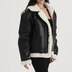 Madden Black Vegan Shearling Aviator Jacket - Image 10