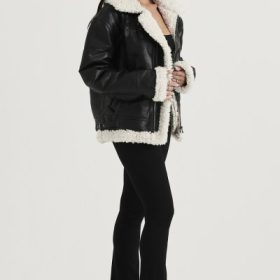 Madden Black Vegan Shearling Aviator Jacket - Image 11