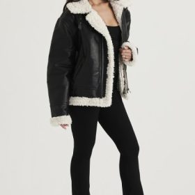 Madden Black Vegan Shearling Aviator Jacket - Image 12