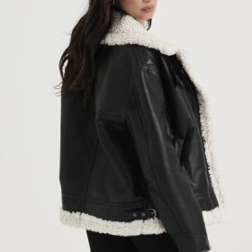 Madden Black Vegan Shearling Aviator Jacket - Image 13
