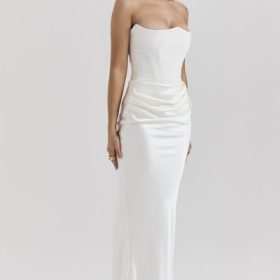 Persephone Ivory Strapless Corset Dress - Image 9
