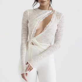 Leala Ivory Floral Lace Trim Top - Image 9
