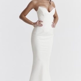 Tamara Ivory Strapless Corset Dress - Image 11