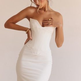 Tamara Ivory Strapless Corset Dress - Image 16