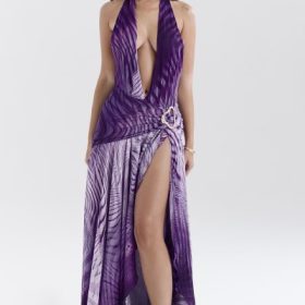 Olessia Orchid Backless Halter Maxi Dress - Image 5