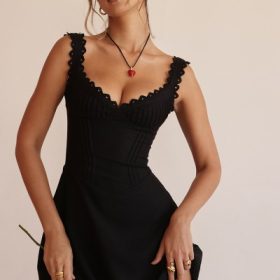 Tilly Black Pin Tuck Mini Dress