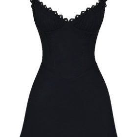 Tilly Black Pin Tuck Mini Dress - Image 2