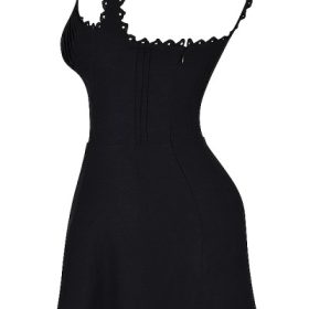 Tilly Black Pin Tuck Mini Dress - Image 3