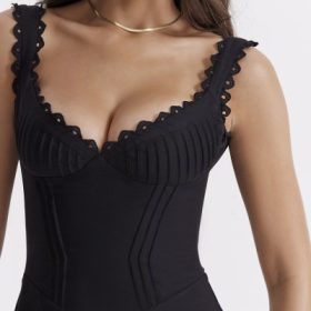 Tilly Black Pin Tuck Mini Dress - Image 12