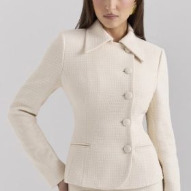 Misha Cream Boucle Button Front Blazer - Image 5