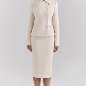Misha Cream Boucle Button Front Blazer - Image 7