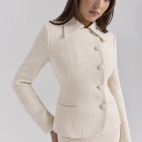 Misha Cream Boucle Button Front Blazer - Image 8