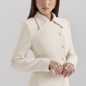 Misha Cream Boucle Button Front Blazer - Image 9