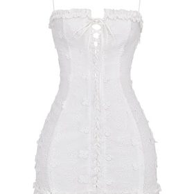 Marlene White Cotton Broderie Anglais Mini Dress - Image 2
