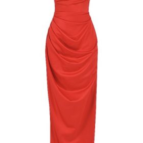 Adrienne Scarlet Satin Strapless Gown - Image 2