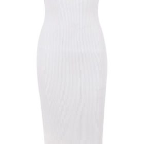 Oriana White Ribbed Knit Strapless Midi Dress - Image 2