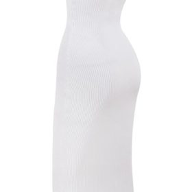 Oriana White Ribbed Knit Strapless Midi Dress - Image 3