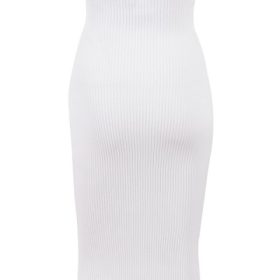 Oriana White Ribbed Knit Strapless Midi Dress - Image 4