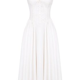 Milia White Broderie Anglais & Cotton Midi Dress - Image 2