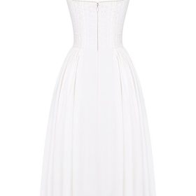 Milia White Broderie Anglais & Cotton Midi Dress - Image 4