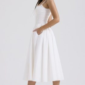 Milia White Broderie Anglais & Cotton Midi Dress - Image 11