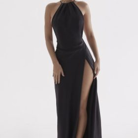 Zanab Black Thigh Slit Maxi Dress - Image 8