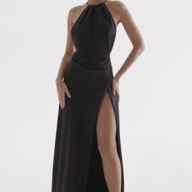 Zanab Black Thigh Slit Maxi Dress - Image 9