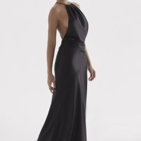 Zanab Black Thigh Slit Maxi Dress - Image 12