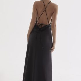 Zanab Black Thigh Slit Maxi Dress - Image 14